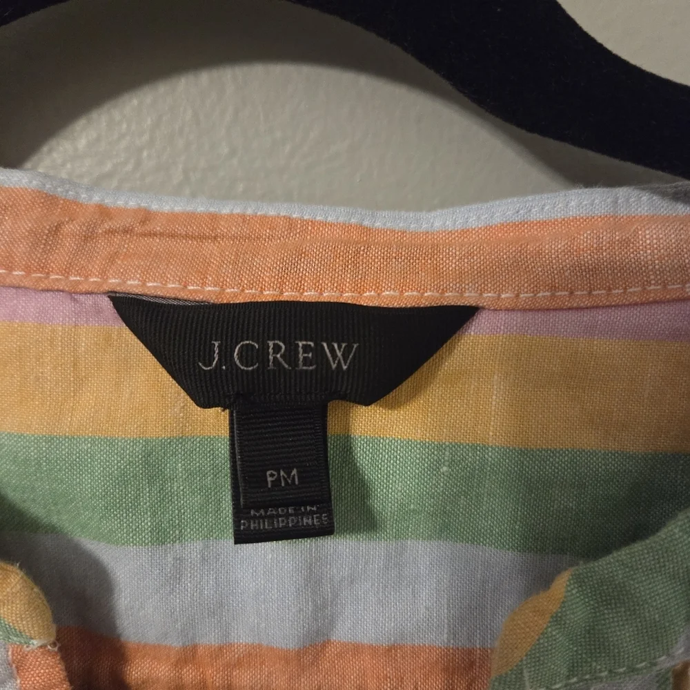 J.Crew Women's Multicolor Striped Linen-Cotton Blend Casual Dress. Sz PM - Picture 6 of 9